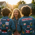 Custom Kids Patch Dark Blue Denim Jackets