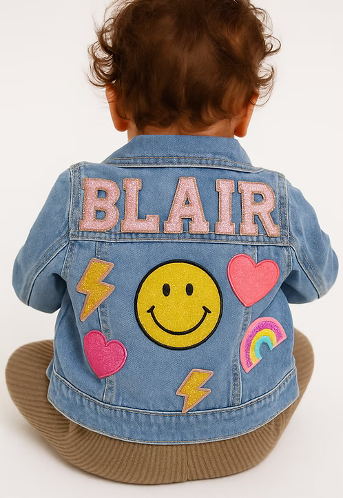 Custom Kids Patch Light Blue Denim Jackets